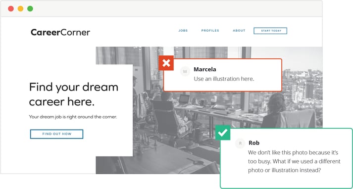 Website Mockup Feedback Example
