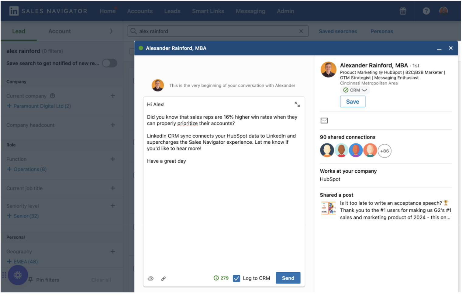 hubspot linkedin sales navigator