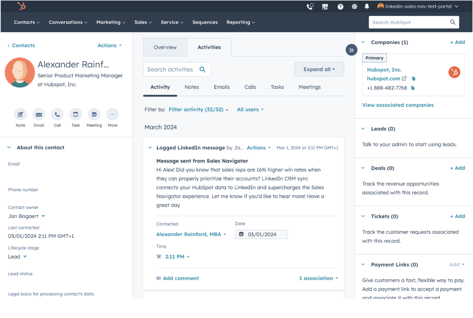 hubspot linkedin sales navigator