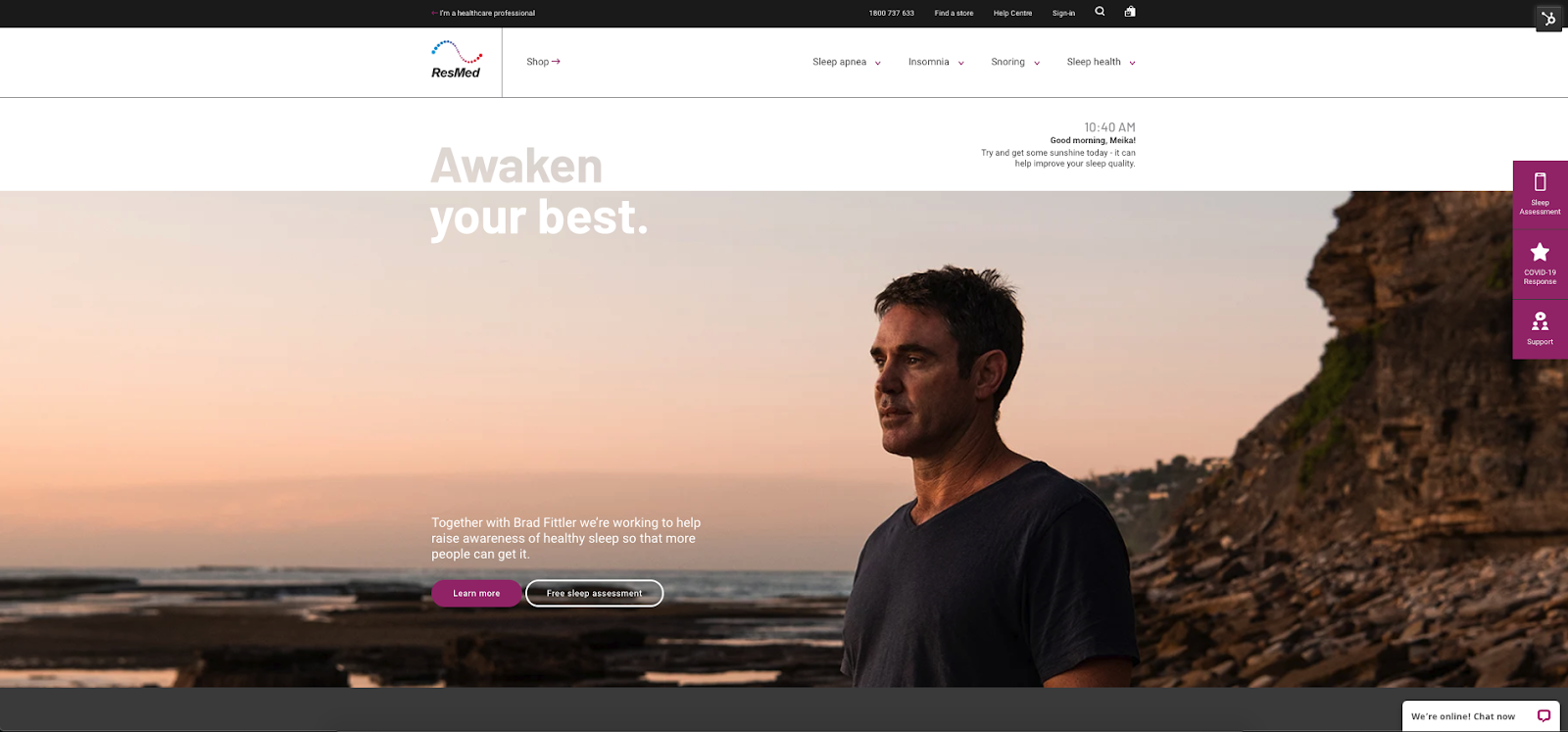 ResMed Website Screenshot